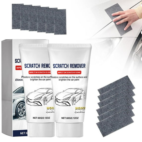 2026 New Nano Sparkle Cloth Car Scratch Remover 6+1+1 Set, Car Paint Scratch Repair Paste, Cars Scratches Repair Paste Polishing Wax Nano Sparkle Cloth for Vehicle 2PC