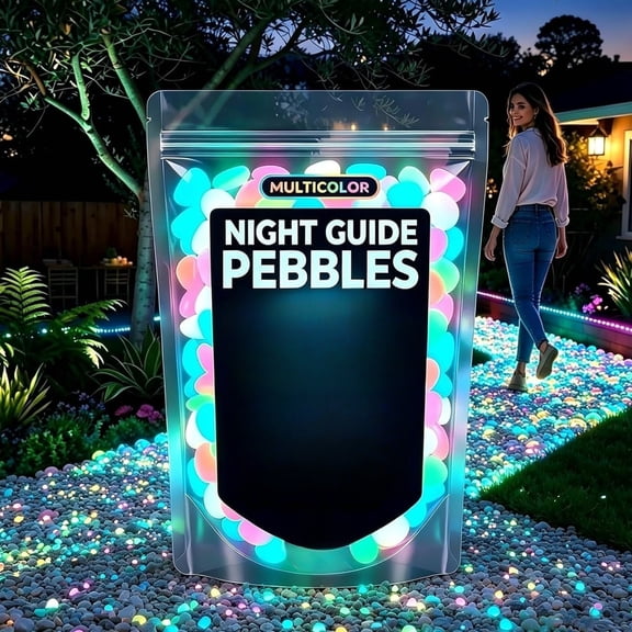 2026 New Night Guide Pebbles, Colorful Glow-In-The-Dark Garden Stones, Decorative Luminous Rocks for Patio, Driveway & Crafts