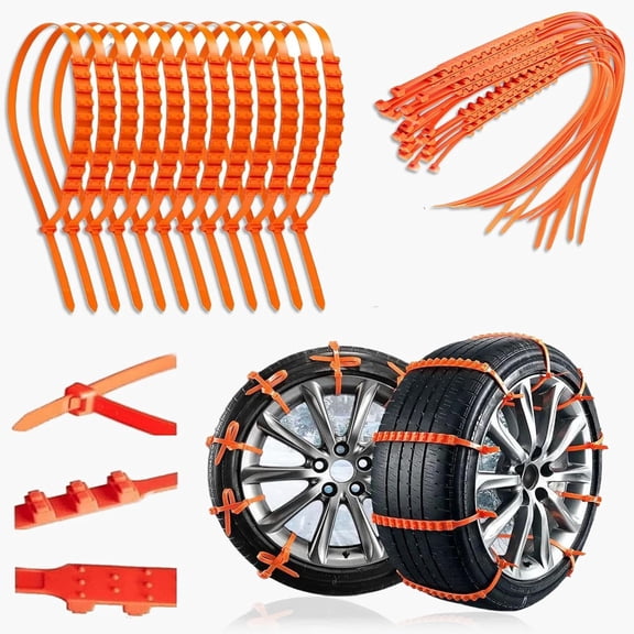 2026 New Nylon Tire Chains, 10PC Zip Tire Chains, Snow Zip for Tires, Portable Snow Tire Cables Chain for Pickup Trucks SUV, Universal Reusable Anti-skid Nylon Tire Chains