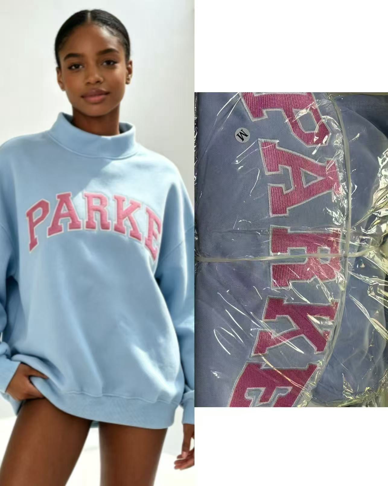 2026 New PARKE Letter Embroidered Cotton Sweatshirt, Loose Drop ...