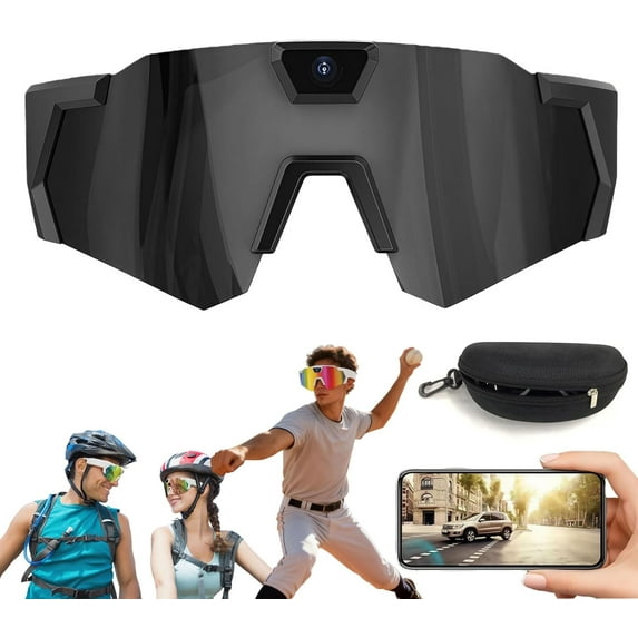 2026 New POV Glasses 4K Baseball Sunglasses with Camera, Sports Smart Glasses with Camera, Audio Video Recording & WiFi Action for Cycling Hiking (#D)