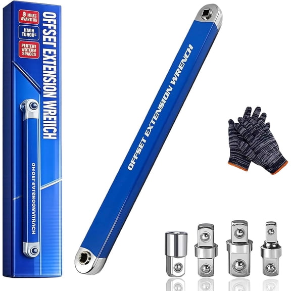 2026 New PRO Offset Extension Wrench, Pro Zero Offset Extension Wrench Impact, With 1/2",1/4" And 3/8" Square Drive Adapters,Wrench Extender Tool (1PC)