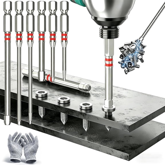 2026 New Pagoda Hex Screwdriver Bit Set, Magnetic Pagoda Hex Bits, 6-Piece Pagoda-Shaped Drill Bit Set, High-Magnetic Screwdriver Drill Bit Set for Electric Drill Wrench DIY Repair (1Set)