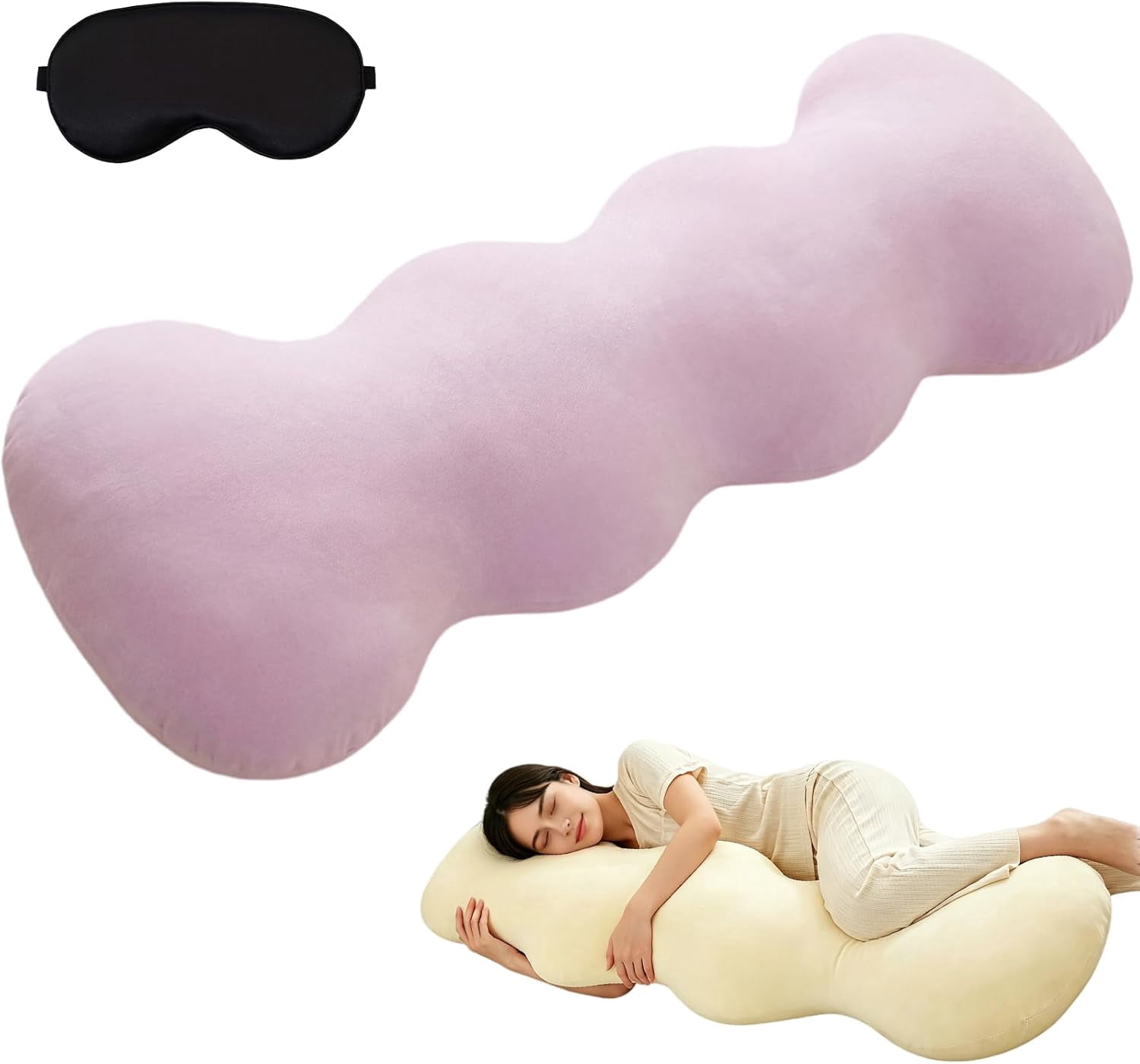2026 New Pea Pod Body Pillow for Side Sleeper,Ergonomic S-Shaped Full Body Support Pillow for Adults,Long Cooling Hug Pillow for Back Neck Hip & Leg Support,Soft Bolster Pillow (Purple, 120 * 53cm)