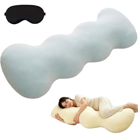 2026 New Pea Pod Body Pillow for Side Sleeper,Ergonomic S-Shaped Full Body Support Pillow for Adults,Long Cooling Hug Pillow for Back Neck Hip & Leg Support,Soft Bolster Pillow (Blue, 100 * 48cm)