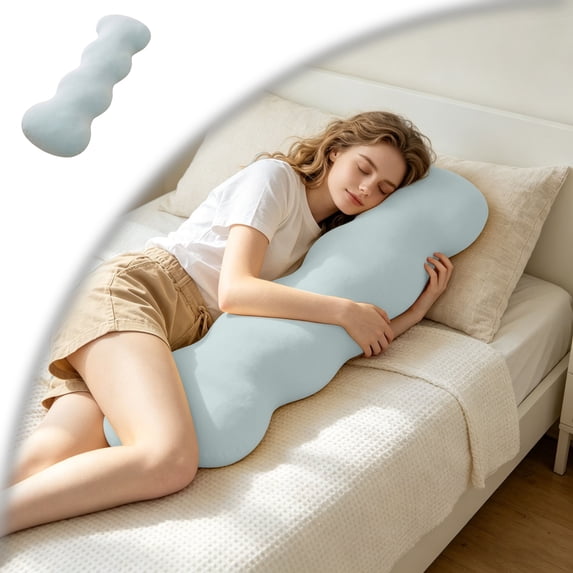 2026 New Pea Pod Body Pillow for Side Sleeper, Ergonomic S-Shaped Full Body Support Pillow for Adults, Long Cooling Hug Pillow for Back Neck Hip & Leg Support, Soft Bolster Pillow