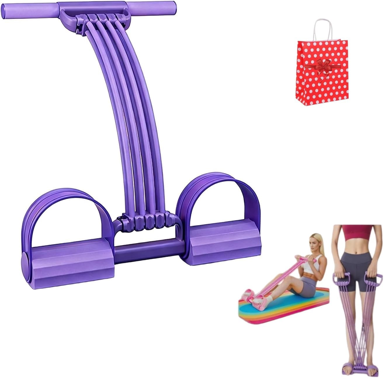 2026 New Pedal Resistance Band with Handle, Upgrate 8 Tube Exercise Band Multi-Function for Foot Pedal Pull, Back Stretch & Chest Expand, Portable Latex Fitness