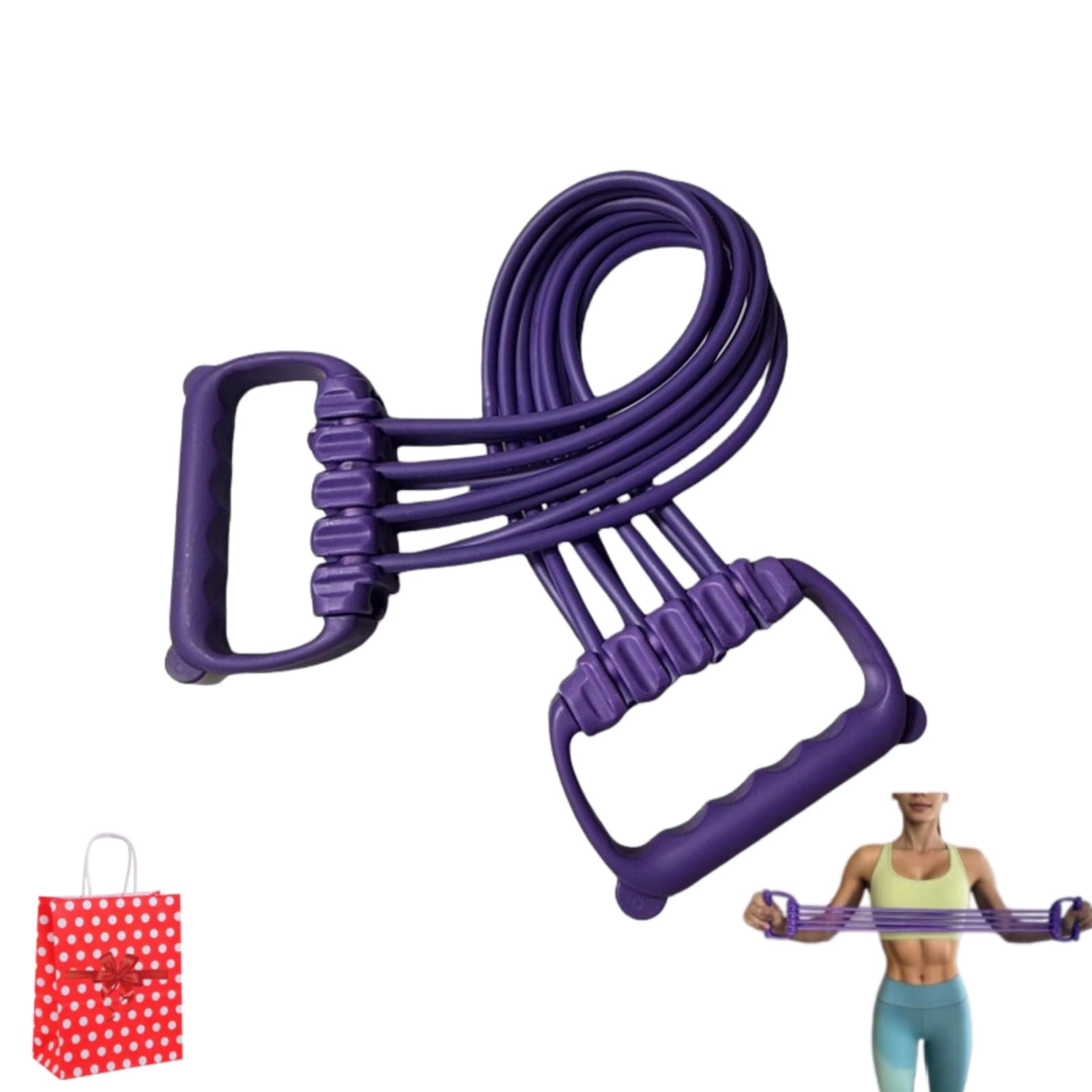 2026 New Pedal Resistance Band with Handle, Upgrate 8 Tube Exercise Band Multi-Function for Foot Pedal Pull, Back Stretch & Chest Expand, Portable Latex Fitness
