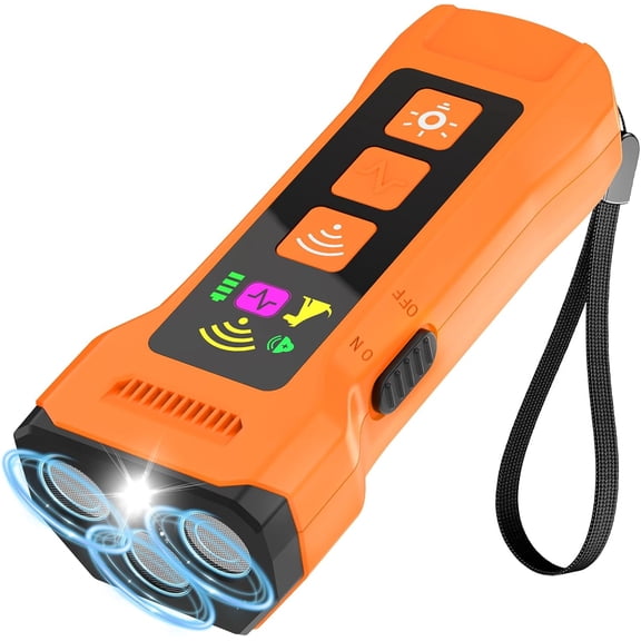 2026 New Pet Gentle Anti Barking Device, 3 Ultrasonic Emitters 360° Coverage, 50ft Range Pet Gentle Trainer Ultrasonic for Dogs, Safe 5-Level Anti Barking Device, Rechargeable 30-Day Battery (Orange)
