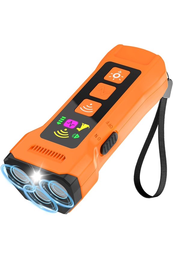 2026 New Pet Gentle Anti Barking Device, 3 Ultrasonic Emitters 360° Coverage, 50ft Range Pet Gentle Trainer Ultrasonic for Dogs, Safe 5-Level Anti Barking Device, Rechargeable 30-Day Battery (Orange)