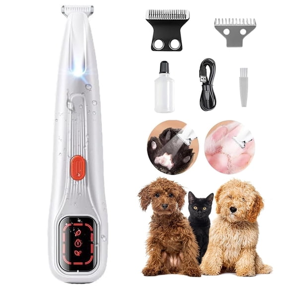 NexTone 2026 New Pet Precision Trimmer, Dog Paw Trimmer with LED Light, Ultra Quiet IP68 Waterproof Dual-Speed USB Rechargeable Grooming Kit for Dog Cat Paw Ear Face Rump Eyebrow Trimming