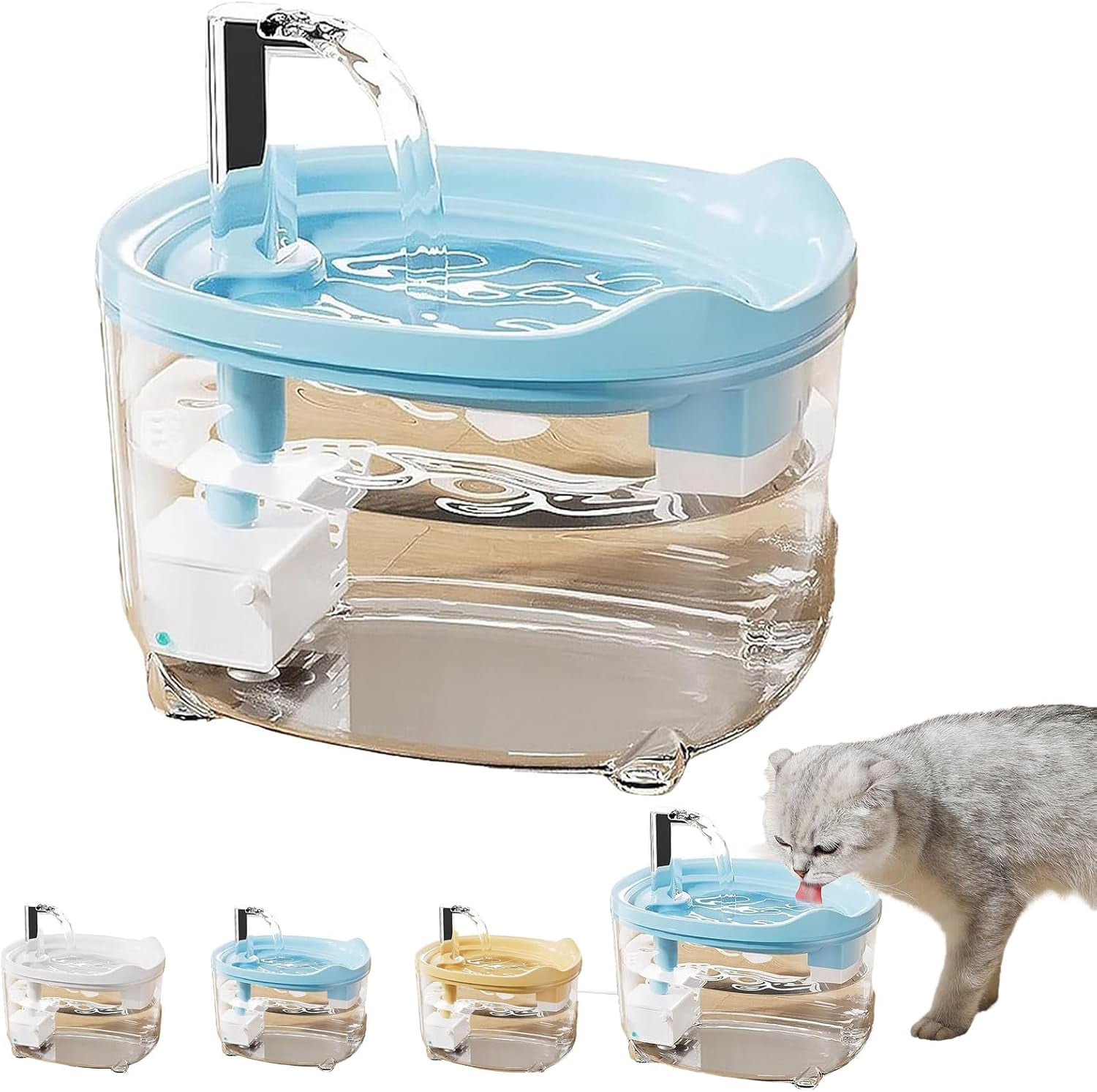 2026 New Pet Water Fountain for Cats Dogs - Triple Filter Cat Water Fountain, Ultra-Quiet Pump with LED Indicator for Multi Pets (Blue)