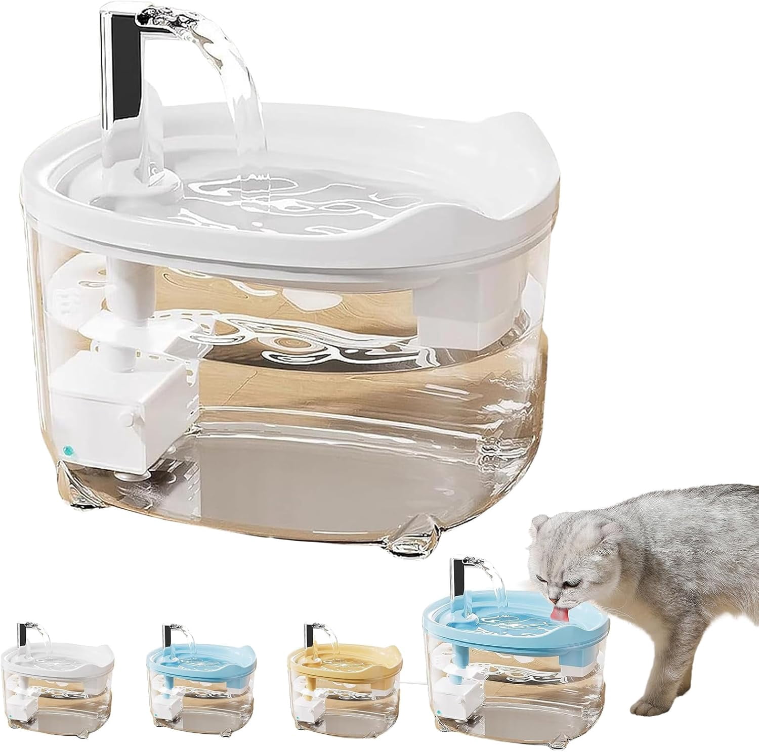 2026 New Pet Water Fountain for Cats Dogs - Triple Filter Cat Water Fountain, Ultra-Quiet Pump with LED Indicator for Multi Pets (White)