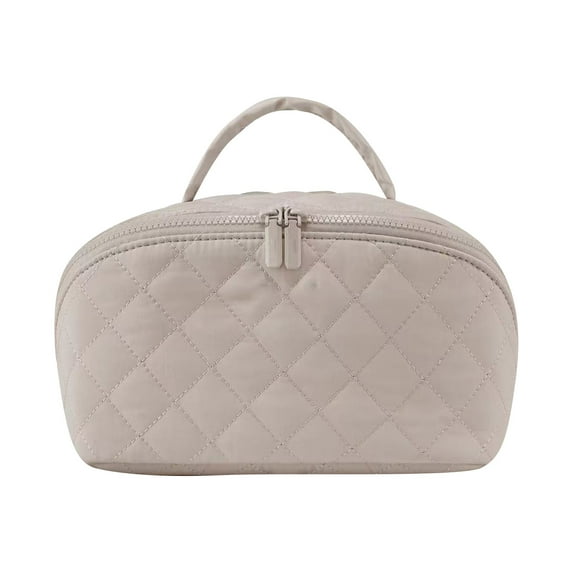 2026 New Petitionm Makeup Bag, 180° Wide Open Lay-Flat Large Capacity Portable Makeup Bag, Portable Water-Resistant Cosmetic Case Bags for Brushes, Toiletries