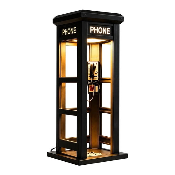 2026 New Phone Booth Ambient Lamp, Retro Tall Telephone Booth Table Lamp with Warm LED Light for Bedroom Home Study Bar Decor