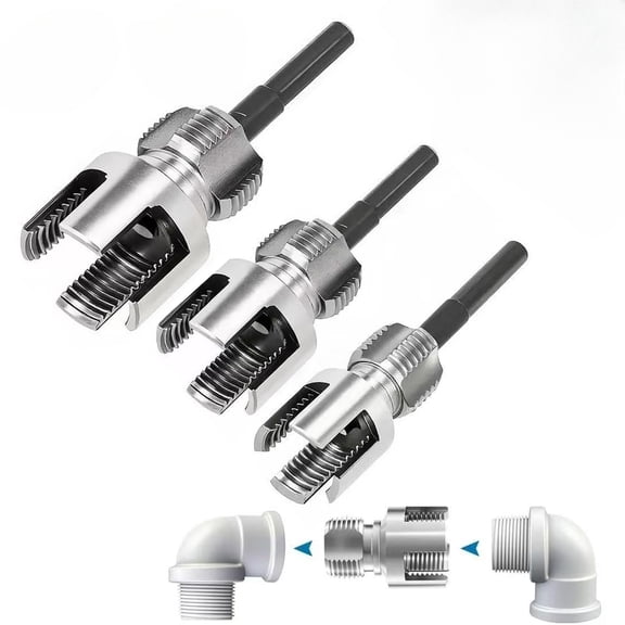 2026 New Pipe Tapping and Threading Tool, Premium Carbon Steel Dual-Function Internal & External Pipe Threader for 1/2", 3/4", 1" Sizes PVC Pipes Suit for All Electric Drills
