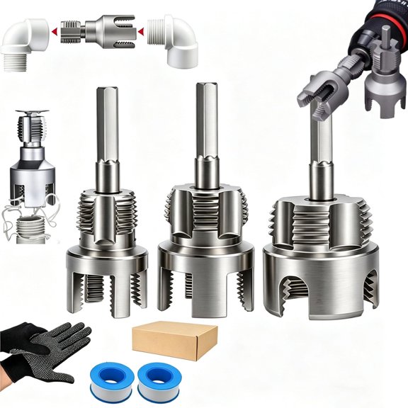 2026 New Pipe Tapping and Threading Tool, Premium Carbon Steel Dual-Function Internal/External Threader for 1/2", 3/4" and 1" PVC Pipes