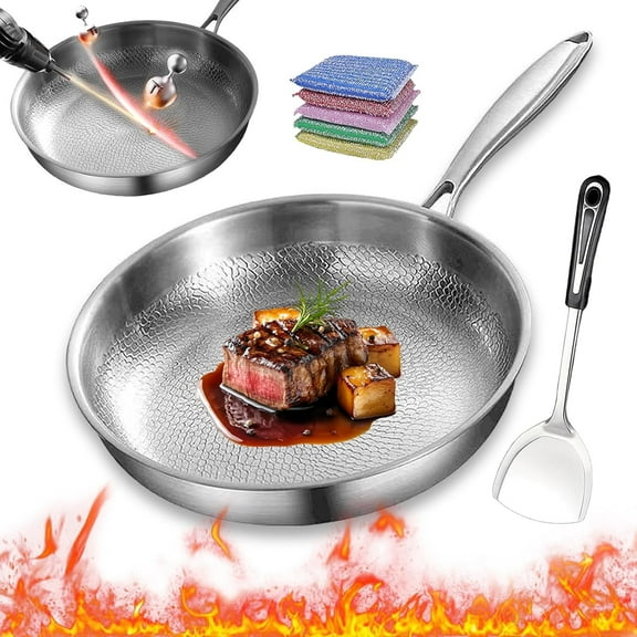 2026 New Plateful Titanium Pan, Pure Titanium Pro Frying Pan with Lid, Hammered Non Stick Fry Pan for Every Cooktop