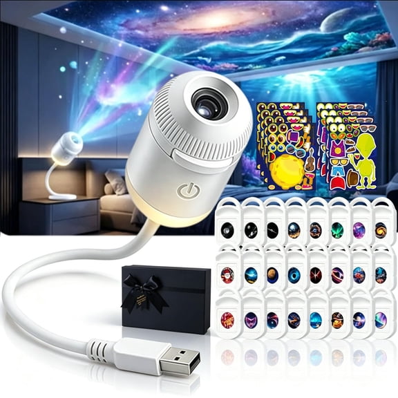 2026 New Plug and Play Hd Star Projector, Hd Smart Dynamic 5d Holographic Night Light Projector, 360 Galaxy Projector Night Light for Bedroom Ceiling