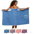 thumbnail image 1 of 2026 New Plus Size Women's Wearable Shower Skirt – Soft Adjustable Wearable Bath Towel with Straps for Comfortable Home Spa and Daily Drying (Blue, Large), 1 of 6