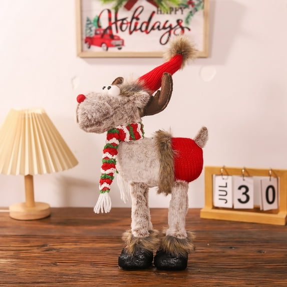 2026 New Plush Toys, Christmas Christmas Decoration Doll Creative Stretch Leg Elk Desktop Window Decoration Prop, Stuffed Animals Toys for Boys Girls Back to School Gifts, Easter Birthday Gifts