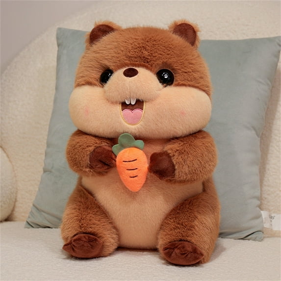 2026 New Plush Toys, Christmas Woodchuck Plush Toy Stuffed Animal Doll With Carrot Soft and Cute Toy Gift Decoration, A Great Gift for Children And, Stuffed Animals Toys for Boys Girls