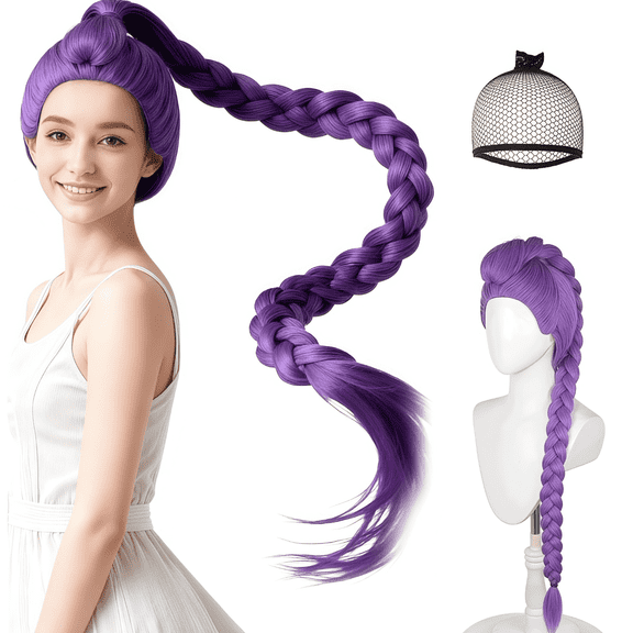 2026 New Pop Singer Wig Braided Headbands for Girls Fancy Dress, Non Slip Braided Head Bands Suitable For Halloween Carnival parties Stage performances Animation shows Masquerade balls (Purple)