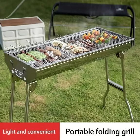 2026 New Portable Charcoal Grill, Stainless Steel Folding Outdoor Grill for Backyard