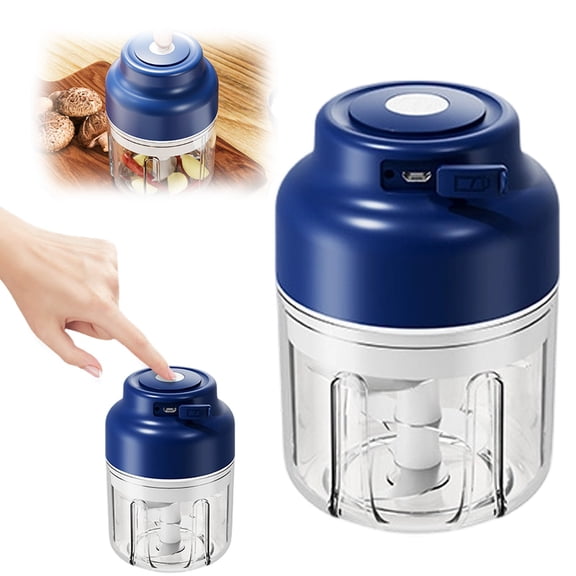 2026 New Portable Electric Garlic ChopperUpgrade Electric Mini Garlic Chopper Set USB Rechargeable,Wireless Veggie Grinder 320ML （1PC，Blue）