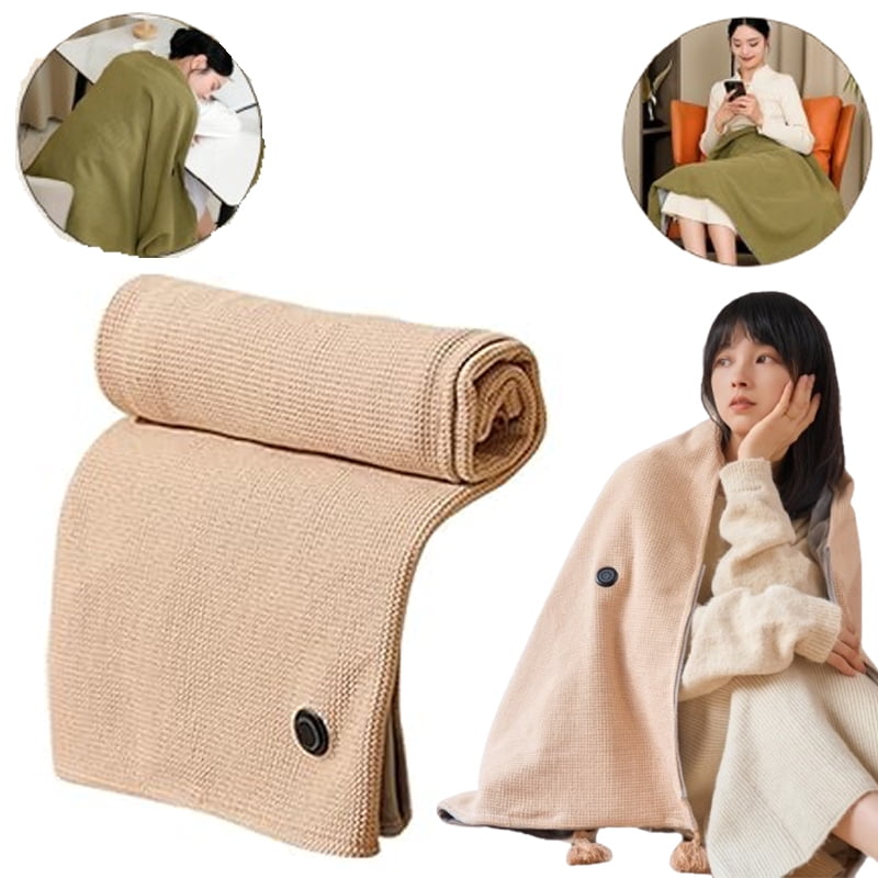 2026 New Portable Heated Blanket Shawl Wrap for Women, Portable Soft Zipper Electric Heated Blanket Shawl with 3 Heating Levels , Machine Washable Heated Wrap for Neck & Shoulder