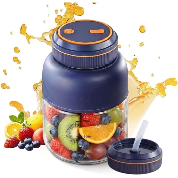 2026 New Portable Household Appliances Juicer, 44oz Personal Size Blender for Shakes and Smoothies, Dual Lid Compact Travel Drinking Cup with Leakproof Handle for Office Outdoor (Blue 27oz)