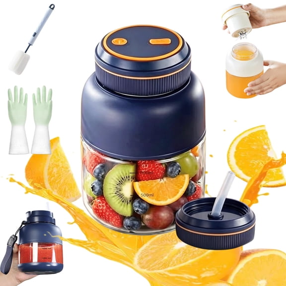 2026 New Portable Wireless Juicer Cup,Portable Wireless Electric Juicer Cup With 38-Page Blade,2-In-1 Dual Lid Design,Smart Digital Display, Usb Charging, For Home,Travel