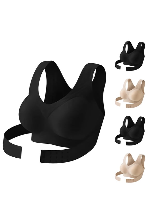 2026 New Posture Corrector Bra, Front Closure Cross-Back Wireless Posture Bra for Women, Seamless Breathable 40 20# Black