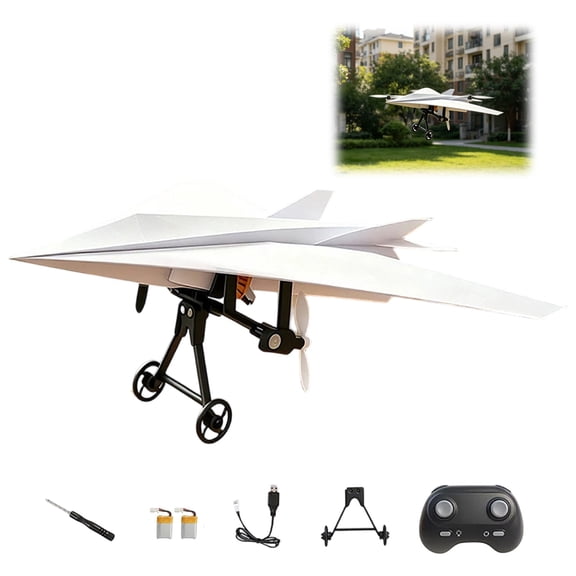 2026 New Power-Up RC Paper Airplane Kit, DIY RC Plane for Beginners, DIY Drones Paper RC Airplane Motor Kit with Gyro Stabilizer, Dual Propellers, Lightweight, Easy to Fly (Paper Not Included)