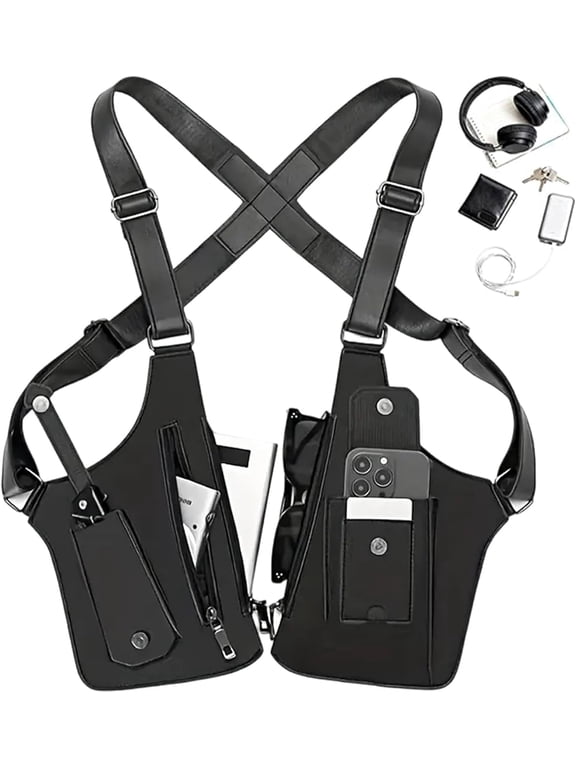 2026 New Premium Leather Adjustable Underarm Shoulder Bag for Men, Anti-Theft Hidden Adjustable Strap(Black)
