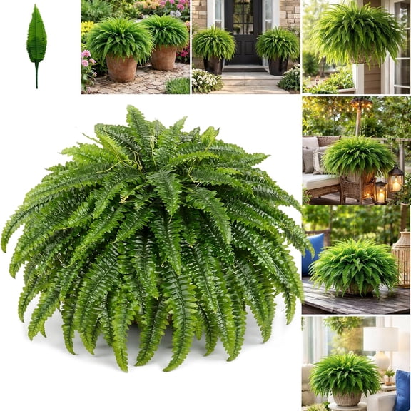 2026 New Premium UV-Resistant Artificial Boston Ferns for Outdoor Planters – Lifelike Faux Ferns for Patio, Porch & Garden Décor, Large 38/60/88 Leaf Silk Ferns for Year-Round Vibrancy (88 Leaves)