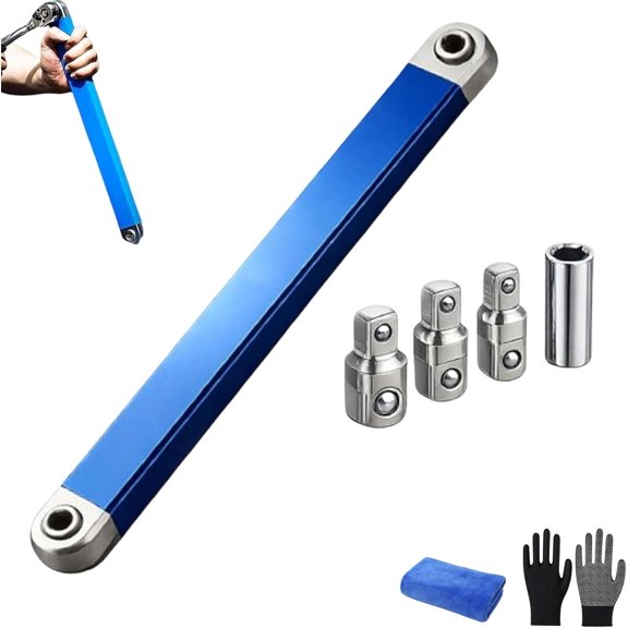 2026 New Pro Offset Extension Wrench, 5-Inch Impact Ready Tight Reach Tool with 1/4", 3/8" & 1/2" Drive Adapters, Pro Zero Offset Extension Wrench Impact