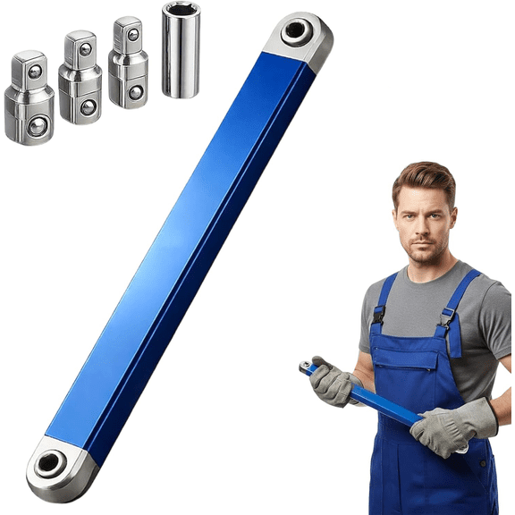 2026 New Pro Offset Ratchet Extension, Offset Extension Wrench For Tight Spaces, Multifunctional Extender Tool With 1/4", 3/8", 1/2" Square Drive Adapters, Hvac Industrial Machinery(wwx)