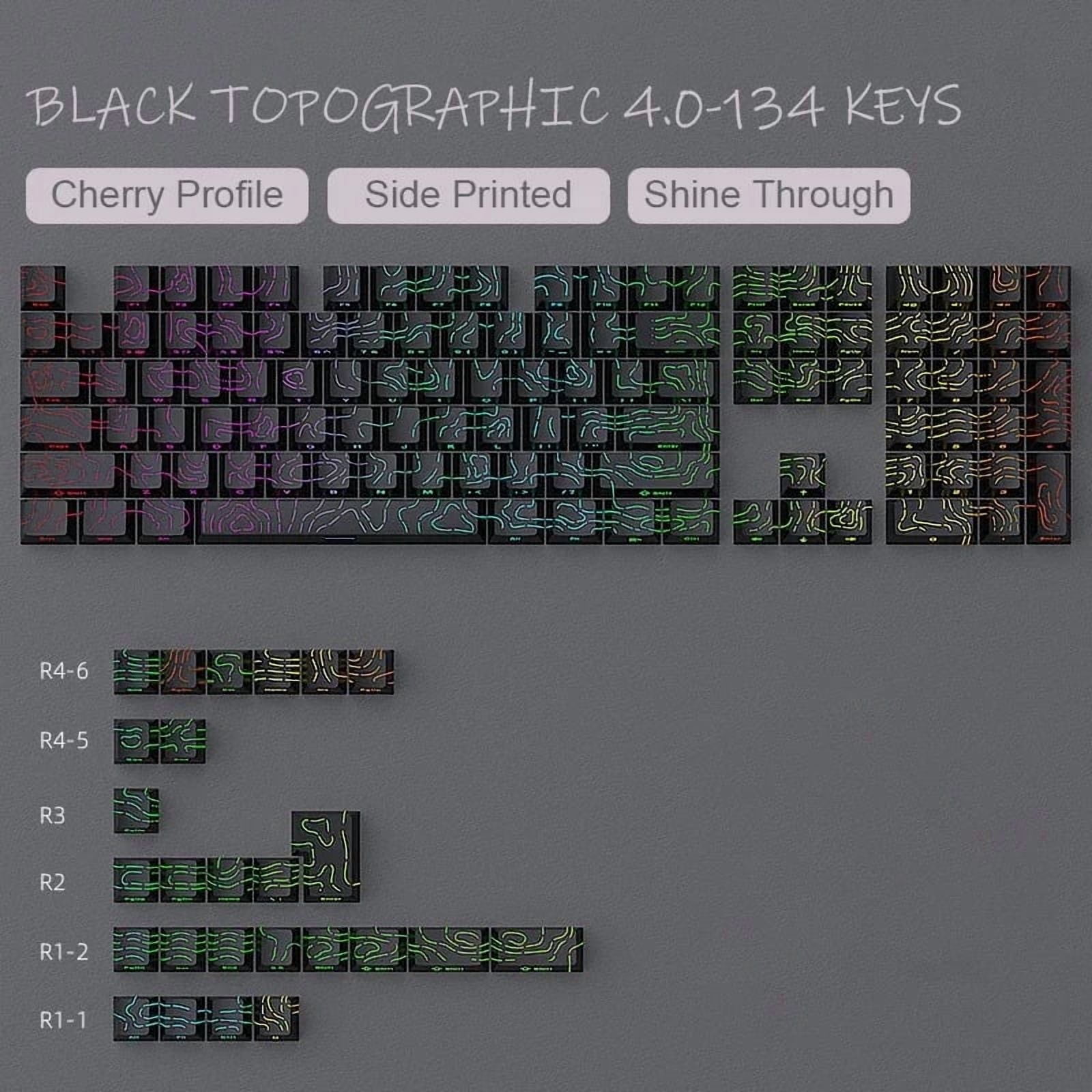 2026 New Purple Topographic Side Print Shine Through Keycaps 97/134 ...