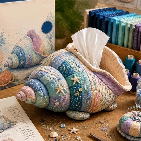 2026 New Quilted Sea Animal Tissue Box DIY Kit, Funny Complete Ocean Animal Patchwork Designs Sewing Kit for Home Bedroom Office Desk Decor, Handmade Craft Activity for Adults Beginners