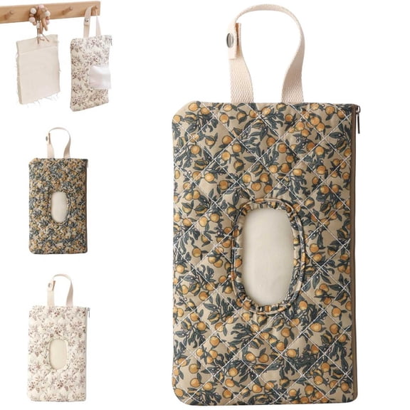 2026 New Quilted Wipe Holder Floral Quilted Diaper Pouch, Portable Mommy Bag for Travel Stroller, Daily Casual (Green,1 Pack)