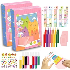 2026 New Rainbow Squeeze Art Kit, Rainbow Scratch Paper Art Set Notebooks, Creative Craft Set with Paint Bottles, Watercolor Pens, Scraper Tool, Double-Sided Postcards & Stickers