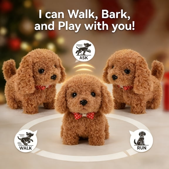 2026 New Realistic Robot Puppy, Simulated Robot Dog That Acts Like A Real Pet, Can Walk, Bark and Wag Tail, Comes With Dog Bone Accessory, Birthday, Christmas & New Year Gift for Kids