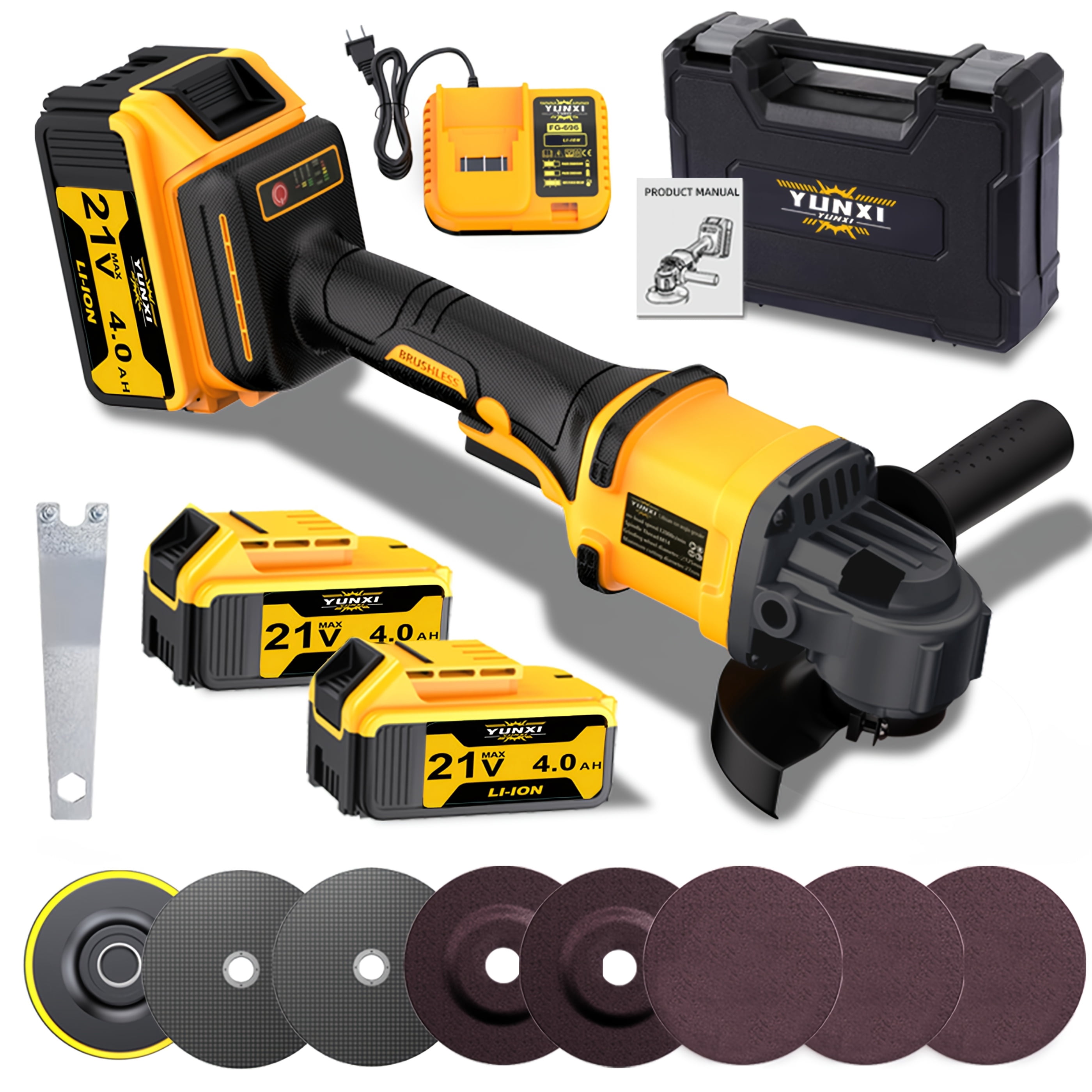 2026 New Rechargeable Cordless Angle Grinder Lithium Ion Battery Fast Charger Complete Accessories Multifunctional Household Essential Holiday Gift