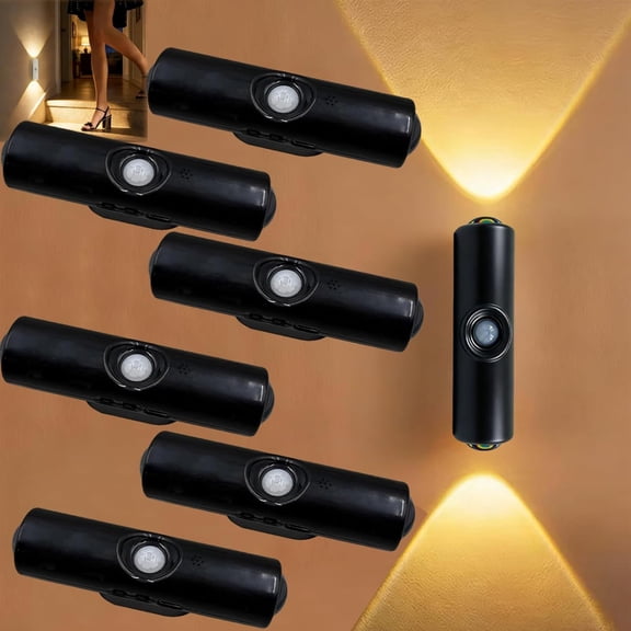 2026 New Rechargeable Smart LED Motion Sensor Ambient Light, RGB Gradient Ambient Lighting is Dimmable, and The Magnetic/Stick-on Design for Stairs, Wardrobe, Cabinet (6PCS-Black)