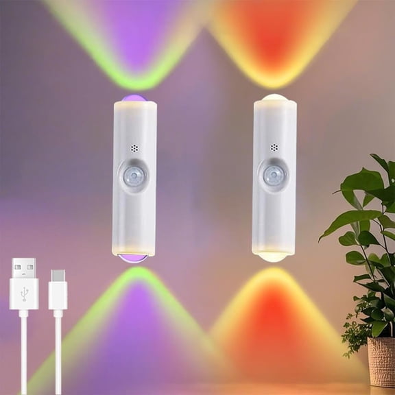 2026 New Rechargeable Smart LED Motion Sensor Ambient Light,Rechargeable Wall Light for Stairs,Hallways,Bedrooms,Bathroom,Living Room,2-Pack