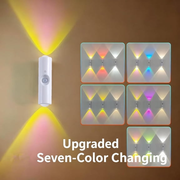 2026 New Rechargeable Smart Led Motion Sensor Ambient Light, Punch-Free Magnetic Color Changing Motion Sensor Light, Multi-Color for Stairs, Wardrobe, Cabinet (7 colors)