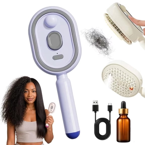2026 New Rechargeable Spray Air Cushion Brush, Self-Cleaning Anti-Static Detangling Comb, Portable Grooming Tool for Smoothing Hair, Reducing Frizz, Adding Volume and Daily Scalp Care