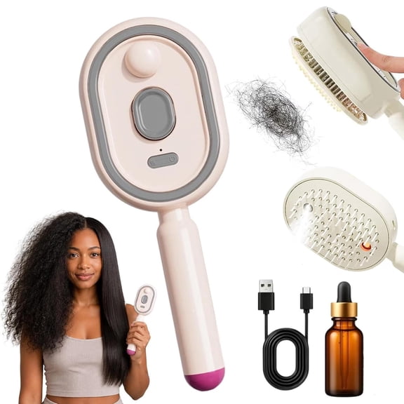 2026 New Rechargeable Spray Air Cushion Brush, Self-Cleaning Anti-Static Detangling Comb, Portable Grooming Tool for Smoothing Hair, Reducing Frizz, Adding Volume and Daily Scalp Care