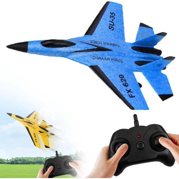 2026 New Remote Control Airplane, Gravity Glider Foam RC Fighter 360 Remote Control Glider Airplanes with Lights Airplane Model(Blue)